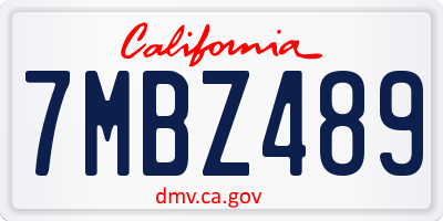 CA license plate 7MBZ489