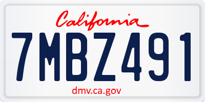 CA license plate 7MBZ491
