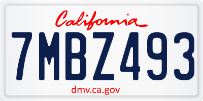 CA license plate 7MBZ493