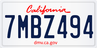 CA license plate 7MBZ494