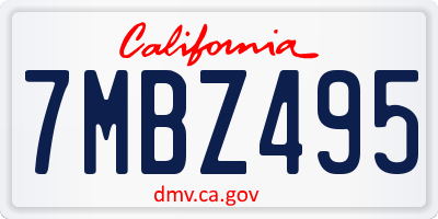 CA license plate 7MBZ495