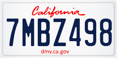 CA license plate 7MBZ498