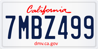 CA license plate 7MBZ499