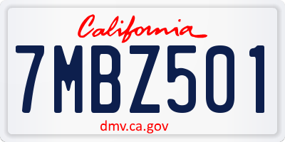 CA license plate 7MBZ501
