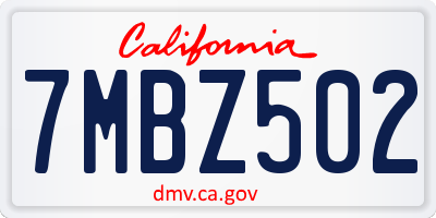 CA license plate 7MBZ502