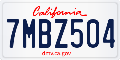 CA license plate 7MBZ504