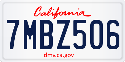 CA license plate 7MBZ506