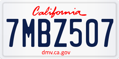 CA license plate 7MBZ507