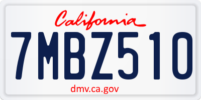 CA license plate 7MBZ510