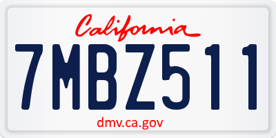 CA license plate 7MBZ511