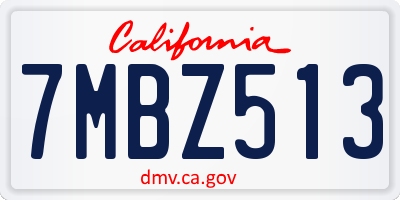 CA license plate 7MBZ513