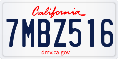 CA license plate 7MBZ516