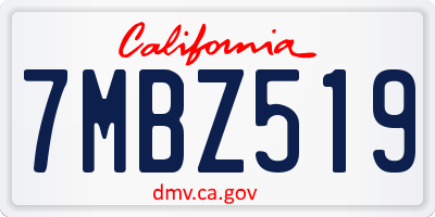 CA license plate 7MBZ519