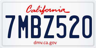 CA license plate 7MBZ520