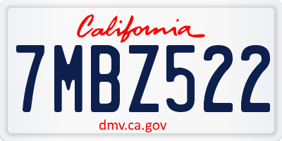 CA license plate 7MBZ522