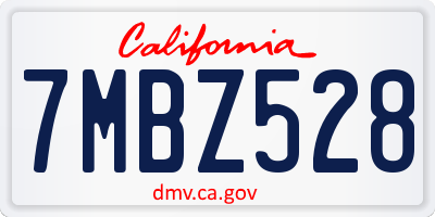 CA license plate 7MBZ528