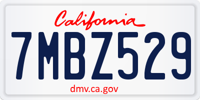 CA license plate 7MBZ529