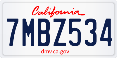 CA license plate 7MBZ534