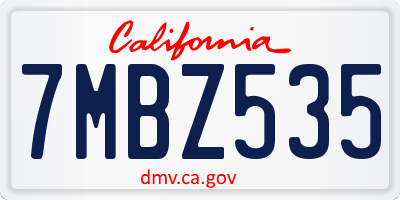 CA license plate 7MBZ535