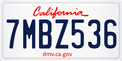 CA license plate 7MBZ536