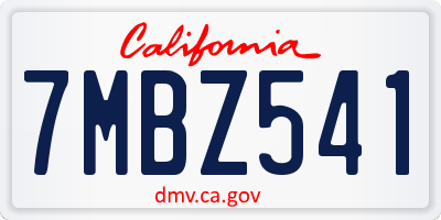 CA license plate 7MBZ541