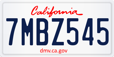 CA license plate 7MBZ545