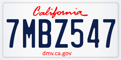 CA license plate 7MBZ547