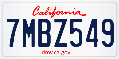 CA license plate 7MBZ549