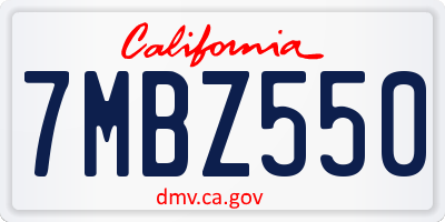 CA license plate 7MBZ550