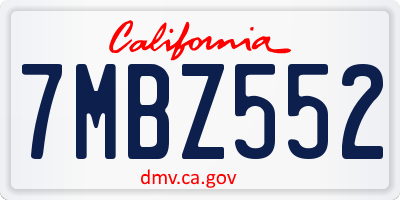 CA license plate 7MBZ552