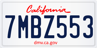 CA license plate 7MBZ553