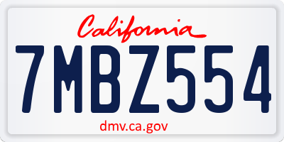 CA license plate 7MBZ554