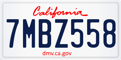 CA license plate 7MBZ558