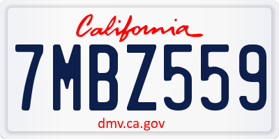 CA license plate 7MBZ559