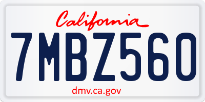 CA license plate 7MBZ560