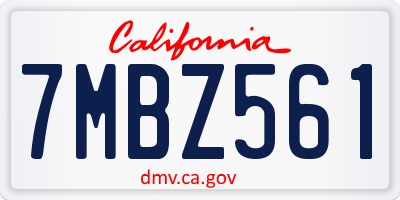 CA license plate 7MBZ561