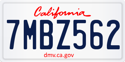 CA license plate 7MBZ562