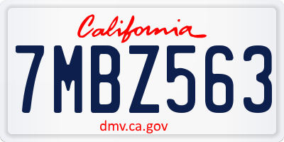 CA license plate 7MBZ563