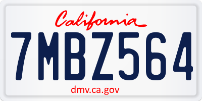 CA license plate 7MBZ564