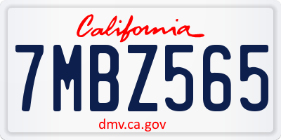 CA license plate 7MBZ565