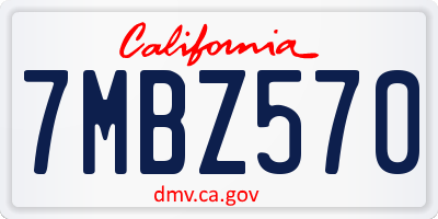 CA license plate 7MBZ570