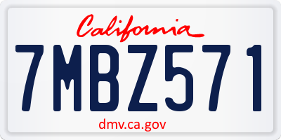 CA license plate 7MBZ571