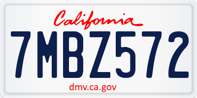 CA license plate 7MBZ572