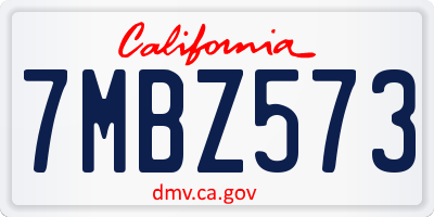 CA license plate 7MBZ573