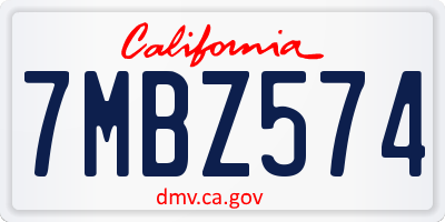 CA license plate 7MBZ574