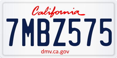 CA license plate 7MBZ575