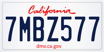 CA license plate 7MBZ577