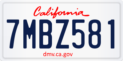 CA license plate 7MBZ581