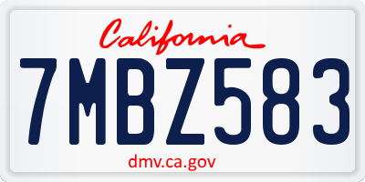 CA license plate 7MBZ583