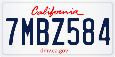 CA license plate 7MBZ584